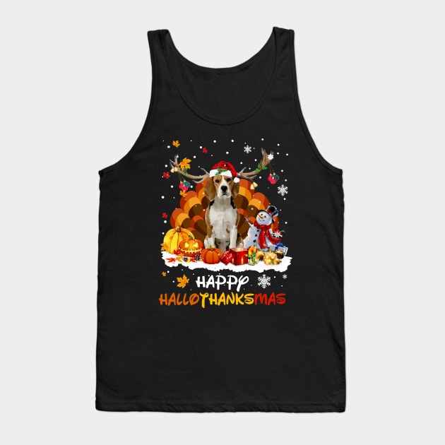 Beagle Reindeer HalloThanksMas Halloween Thanksgiving Xmas Tank Top by cogemma.art